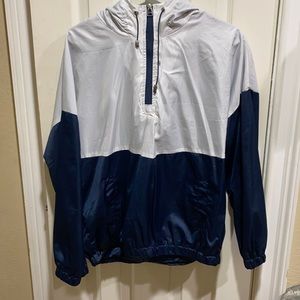 White navy blue windbreaker